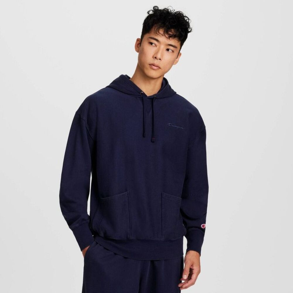 Champion Men's Washed Hoodie - Navy Blue XXL